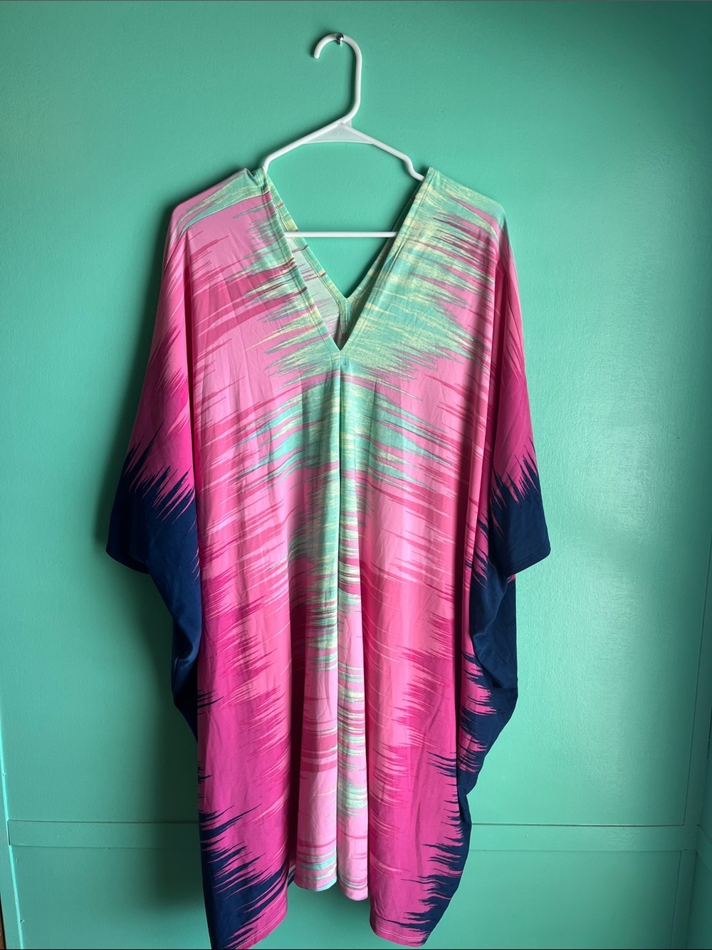 Vibrant Pink & Teal Gradient Kaftan